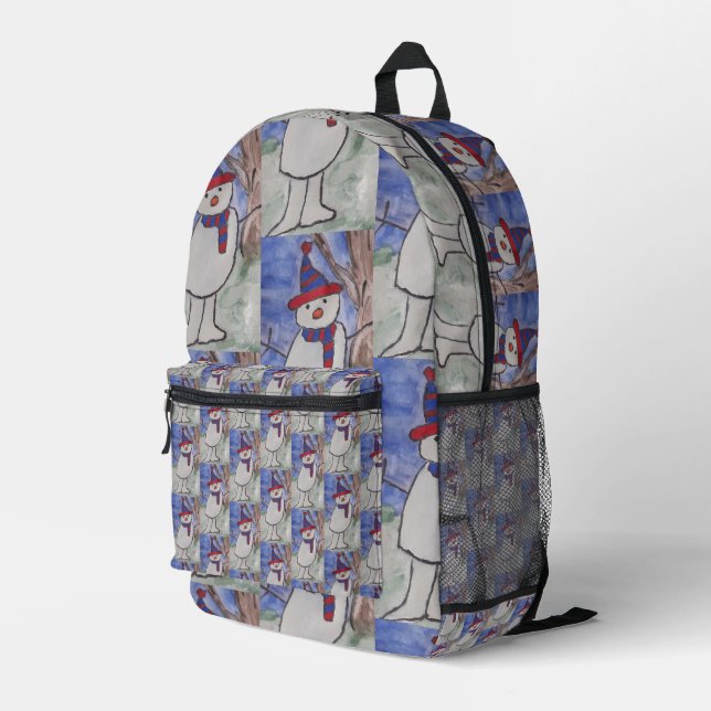 Niedlich Snowman Bedruckter Rucksack (Rückseitige Ecke Rechts)