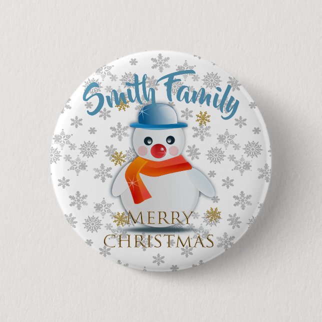 Niedlich Snowman Button (Vorderseite)