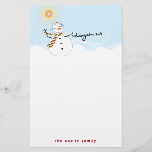 Niedlich Snowman Cheers Holiday Paper Stationery Briefpapier (Vorderseite)
