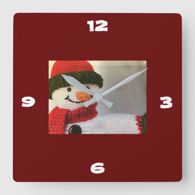 **NIEDLICH SNOWMAN** CLOCK QUADRATISCHE WANDUHR (Vorderseite)