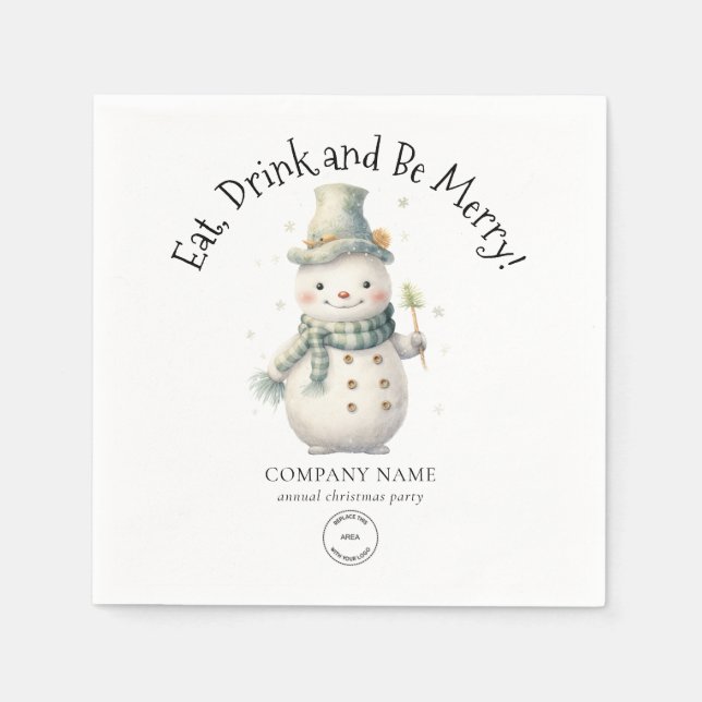 Niedlich Snowman Company Logo Weihnachts-Party Serviette (Vorderseite)