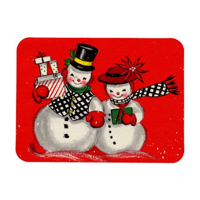 Niedlich Snowman Couple Magnet (Horizontal)