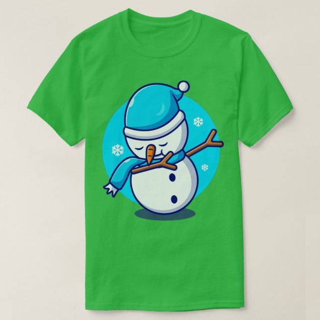 Niedlich Snowman Dabbing Cartoon T-Shirt (Design vorne)