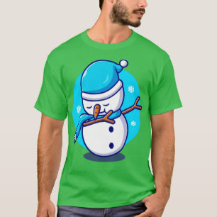 Niedlich Snowman Dabbing Cartoon T-Shirt
