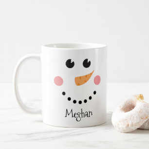 Niedlich Snowman Face - individuelle Name Kaffeetasse