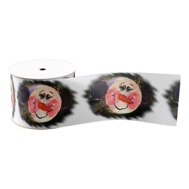 Niedlich Snowman Face Ripsband (Spule)