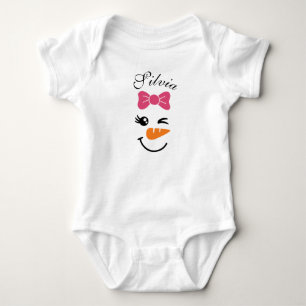 Niedlich Snowman Face Weihnachten Baby Strampler