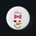 Niedlich Snowman Face Weihnachten Button<br><div class="desc">Niedlicher Snowman-Weihnachtsknopf</div>