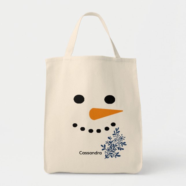 Niedlich Snowman Face Winterweihnachtsgeschenk Tragetasche (Vorne)