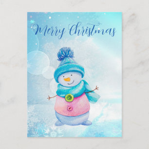 Niedlich Snowman Feiertagspostkarte
