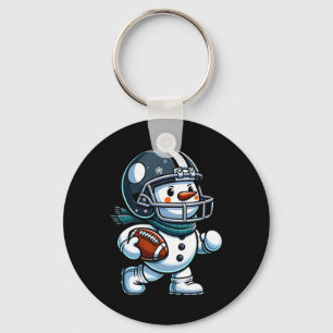 Niedlich Snowman Football Player Football Christma Schlüsselanhänger