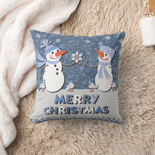 Niedlich Snowman Friends Throw Kissen (Decke)