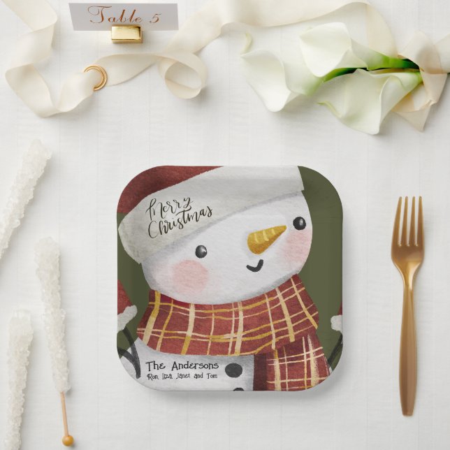 Niedlich Snowman Frohe Weihnachten Pappteller (Hochzeit)