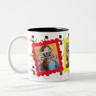 Niedlich Snowman Grafik 3 Foto Weihnachtsgeschenk Zweifarbige Tasse