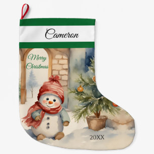 Niedlich Snowman Grosser Weihnachtsmann Strumpf Großer Weihnachtsstrumpf