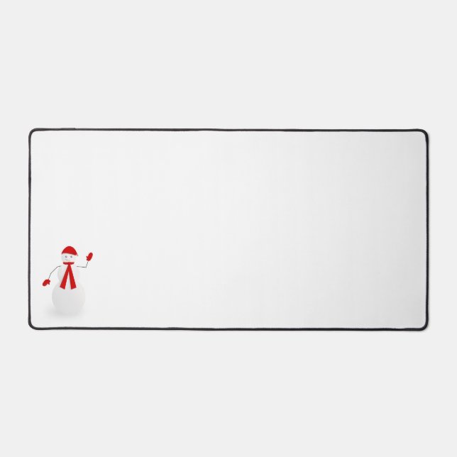Niedlich Snowman in Red Hat Scarf Mittens Schreibtischunterlage (Vorderseite)
