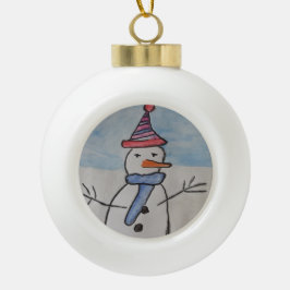 Niedlich Snowman Keramik Kugel-Ornament