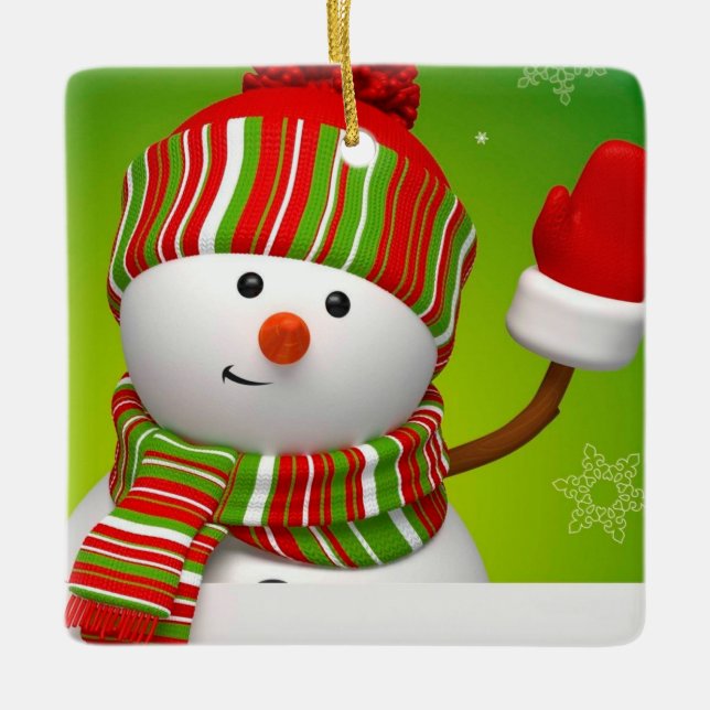 Niedlich Snowman Keramik Ornament (Vorderseite)