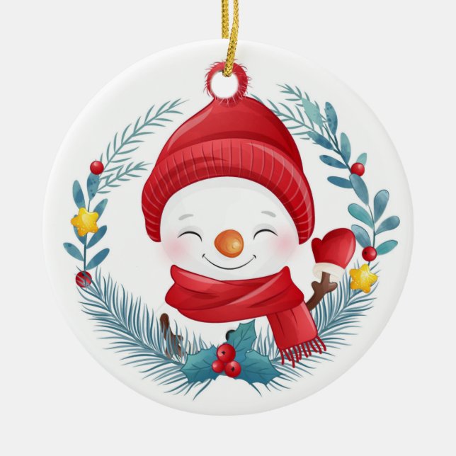 Niedlich Snowman Keramik Ornament (Vorne)