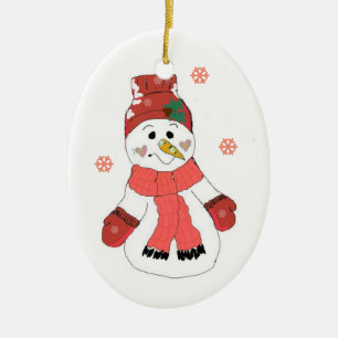 Niedlich Snowman Keramikornament