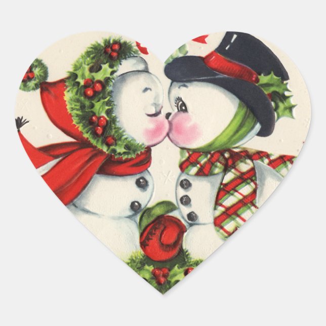 Niedlich Snowman Kiss Stickers (Vorderseite)