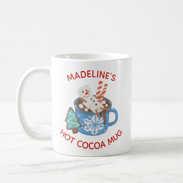 Niedlich Snowman Name Hot Cocoa Kaffeetasse (Links)