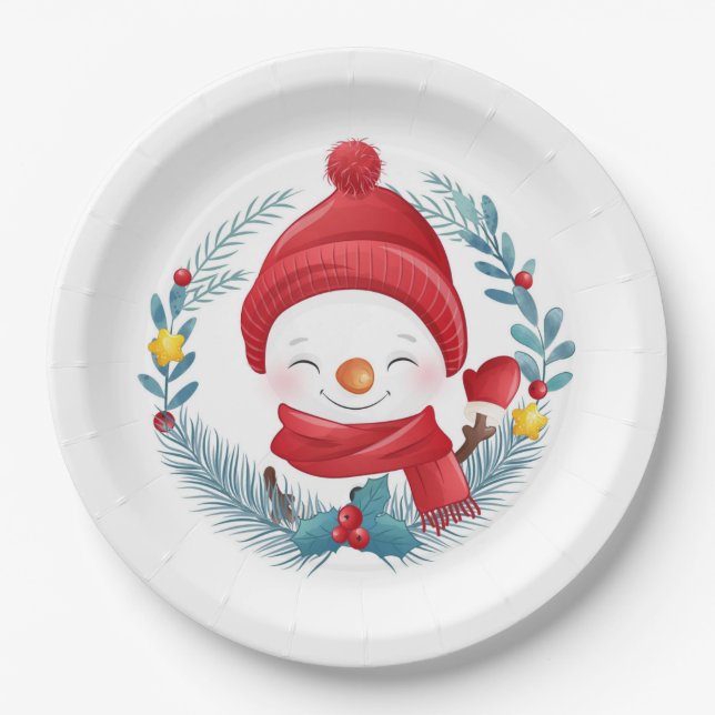 Niedlich Snowman Pappteller (Vorderseite)