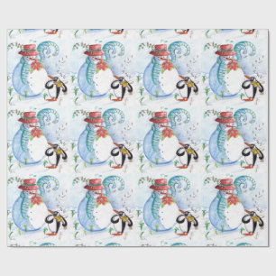 NIEDLICH SNOWMAN & PENGUIN'S WINTER SERENADE GESCHENKPAPIER