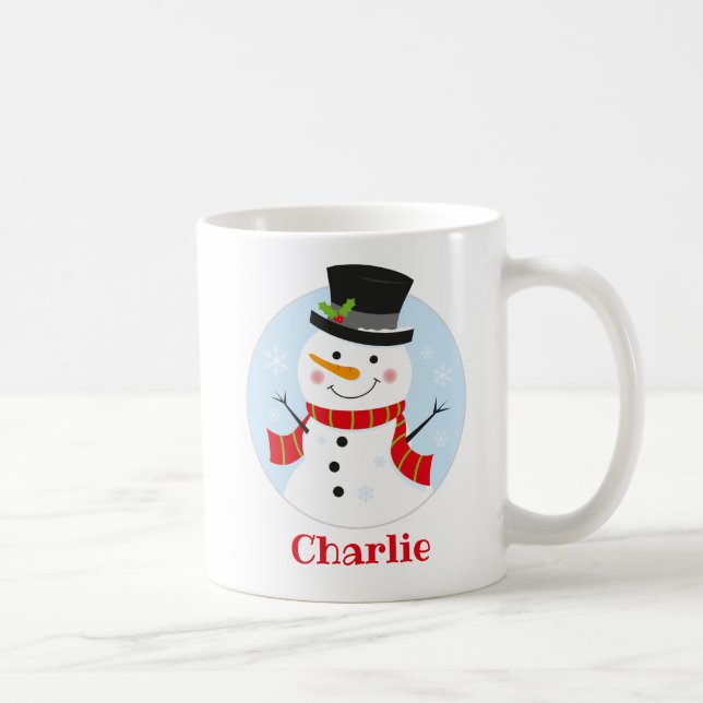 Niedlich Snowman Personalisiert Kinder Weihnachten Kaffeetasse (Rechts)