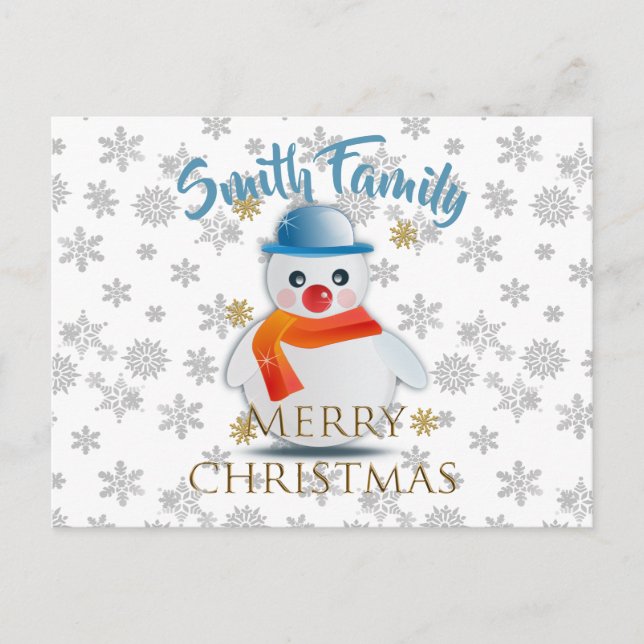 Niedlich Snowman Postkarte (Vorderseite)