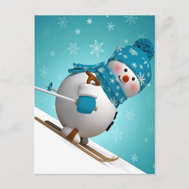 Niedlich Snowman Postkarte (Vorderseite)