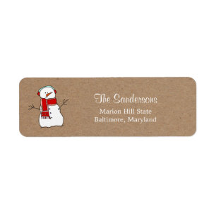 Niedlich Snowman Red Scarf Kraft Paper Holiday
