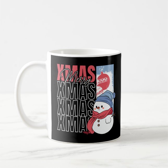 Niedlich Snowman Retro Weihnachten Kaffeetasse (Links)