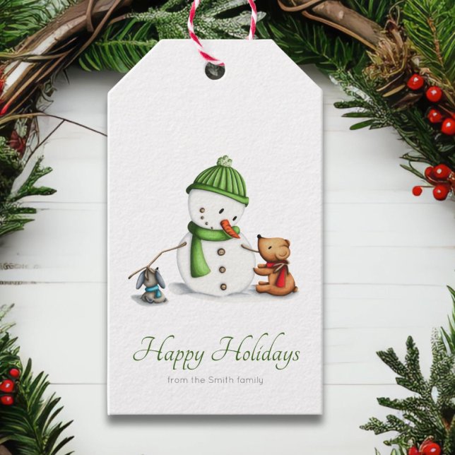 Niedlich Snowman Script Weihnachten Geschenkanhänger (Von Creator hochgeladen)
