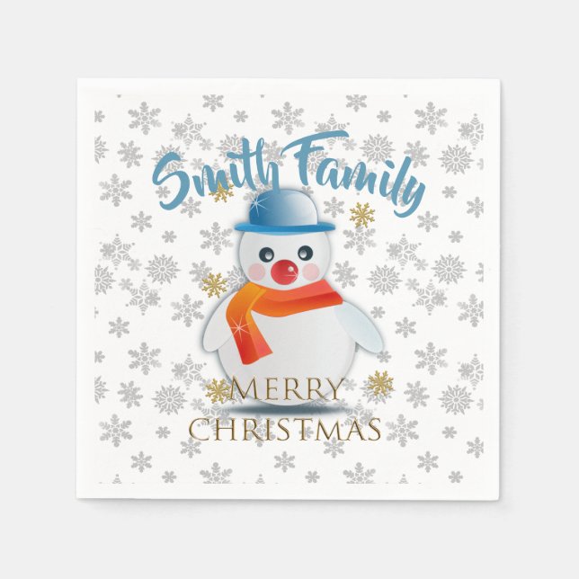 Niedlich Snowman Serviette (Vorderseite)