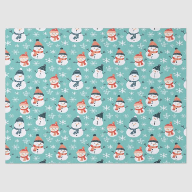 Niedlich Snowman Snowflake Seamless Patterns Weihn Seidenpapier (Vorderseite)