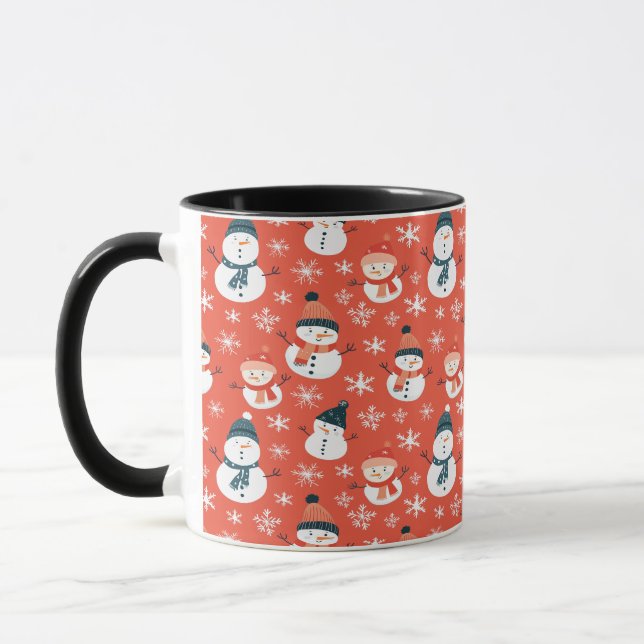 Niedlich Snowman Snowflake Seamless Patterns Weihn Tasse (Links)