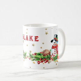 Niedlich Snowman Stars Individuelle Name Weihnacht Kaffeetasse