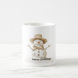 Niedlich Snowman Straw Hat Beach Weihnachten Verwandlungstasse