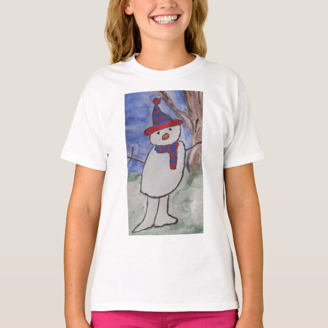 Niedlich Snowman T-Shirt (Vorderseite)