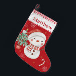 Niedlich Snowman Tree Candy Cane Red Gingham Kleiner Weihnachtsstrumpf<br><div class="desc">Fügen Sie Ihrer Zuhause eine Touch feierlichen Beifall mit unserem herrlichen Weihnachtsfest-Strumpf mit einem niedlichen Schneemann und einem Weihnachtsbaum mit festlichen Details hinzu. Der Strumpf ist mit einer weißen Manschette und einem roten Gingham-Rahmen ausgestattet, der sich perfekt für eine persönliche Note mit einem Namen eignet. Dieser Strumpf ist ein gepflegter...</div>