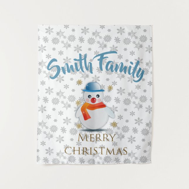 Niedlich Snowman Wandteppich (Vorderseite)