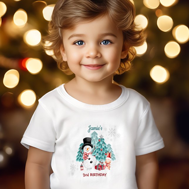Niedlich Snowman Weihnachten - Geburtsname Kleinkind T-shirt (Cute Snowman Christmas Birthday Name Toddler T-shirt)