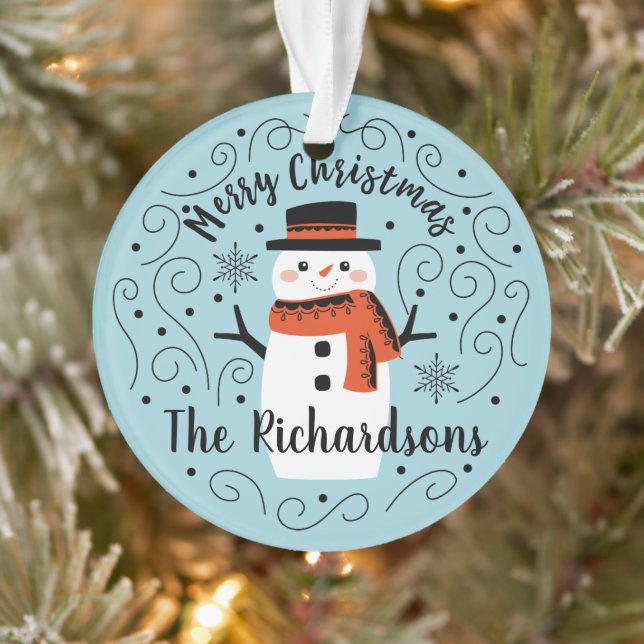 Niedlich Snowman Weihnachts-Keramik Ornament (Baum)