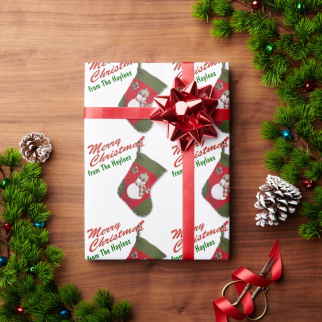 Niedlich Snowman Weihnachts-Strumpf White Personal Geschenkpapier (Feiertagsgeschenk)