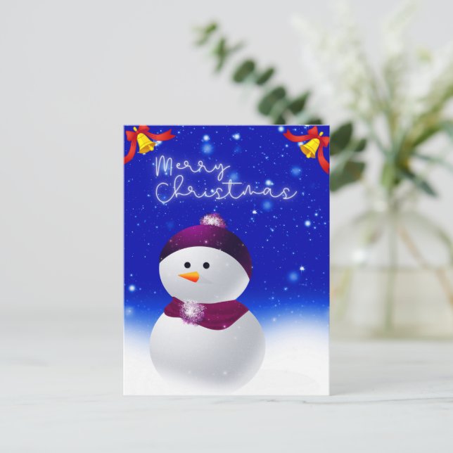 Niedlich Snowman Weihnachtsfeiertag Postkarte (Stehend Vorderseite)