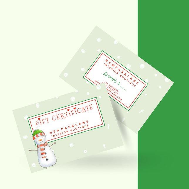 Niedlich Snowman - Weihnachtsgeschenkzertifikat Visitenkarte (Von Creator hochgeladen)