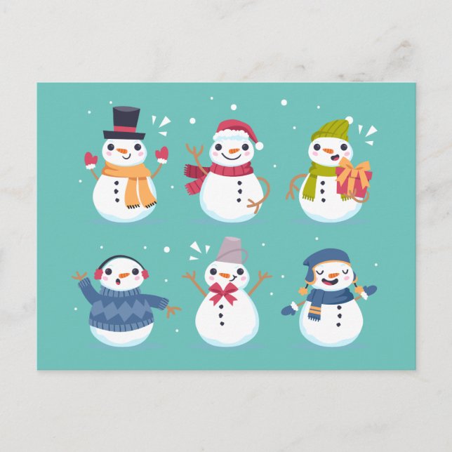 Niedlich Snowman WeihnachtsWeihnachtskarte Postkarte (Vorderseite)
