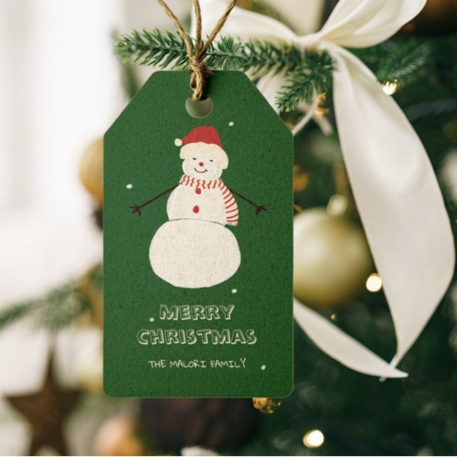 Niedlich Snowman | Whimsisches Weihnachtsdesign Geschenkanhänger (Von Creator hochgeladen)