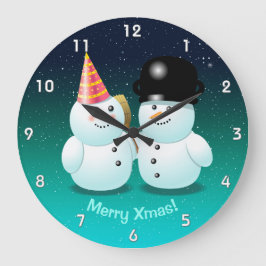 Niedlich Snowmen Cartoon Runde Wanduhr